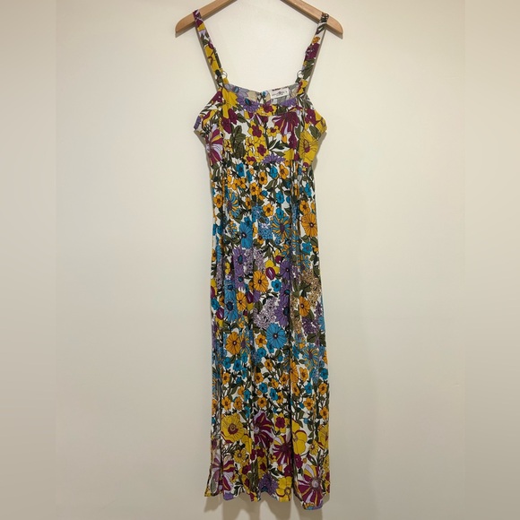 NATURAL LIFE Patti Side Slit Maxi Dress Multicolored Retro Floral Size Large - Picture 3 of 7